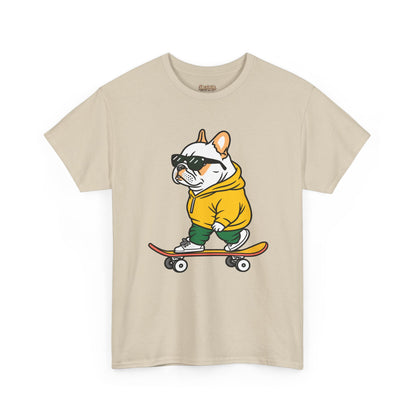 Skateboarding French Bulldog T‑Shirt – Cute Bulldog on Skateboard Graphic Tee