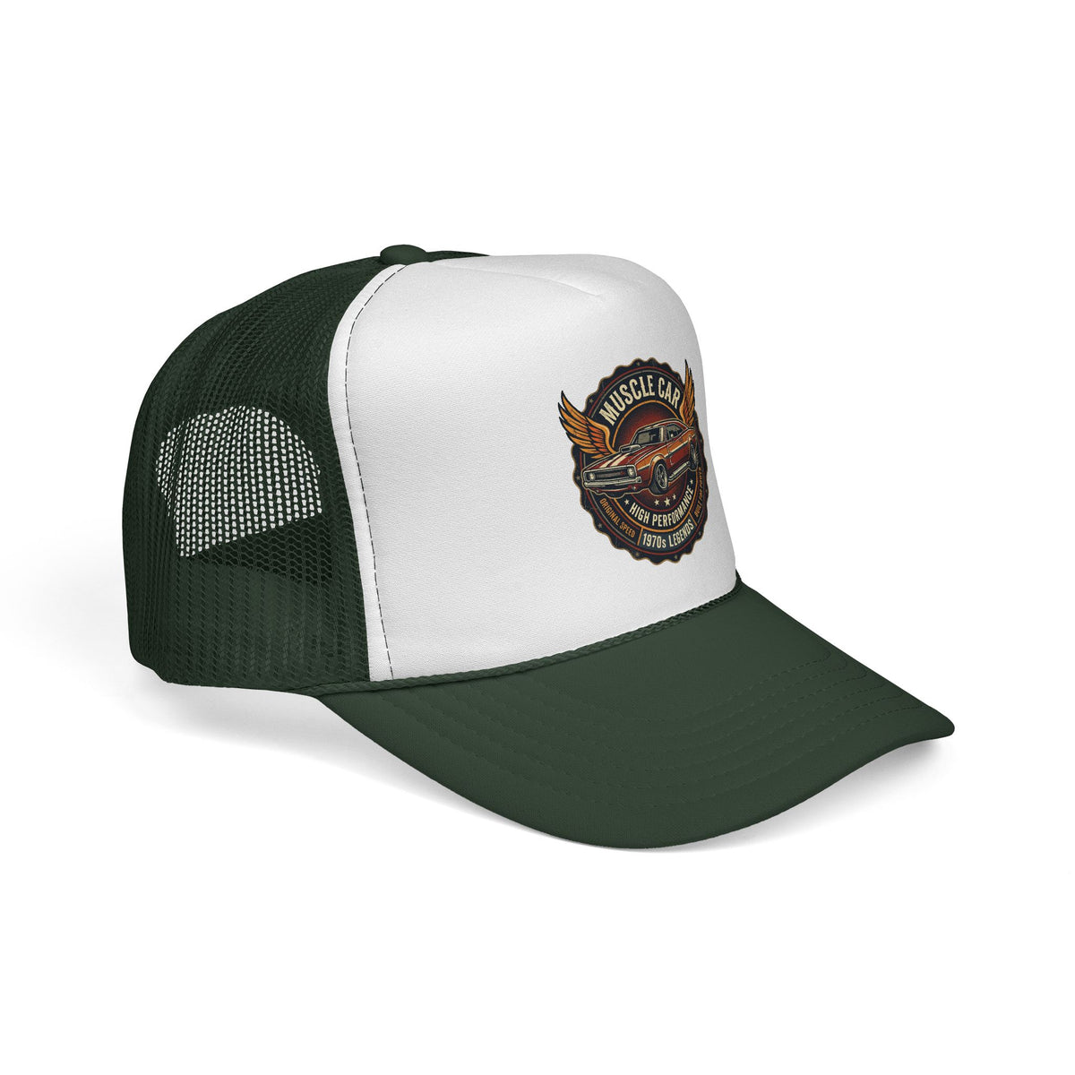 Muscle Car Emblem Trucker Cap | Vintage Hotrod Logo