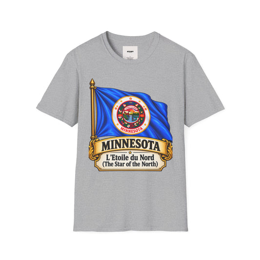 Minnesota Flag T-Shirt - 'Minnesota: L'Étoile du Nord / The Star of the North' Graphic Tee