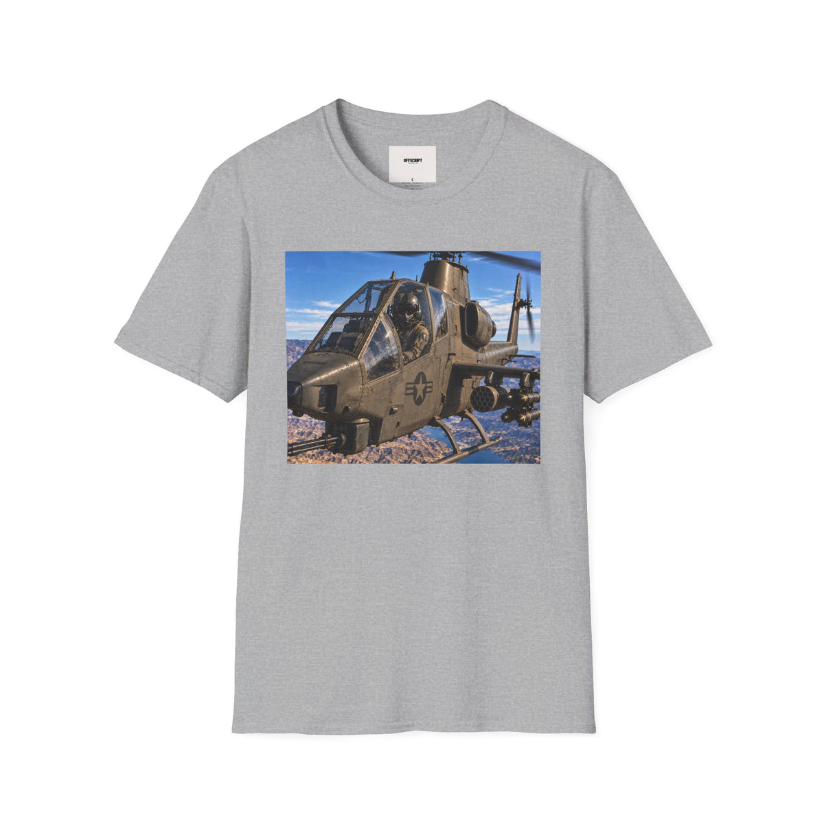 Attack Helicopter Graphic T‑Shirt – Military Aviation Photo Tee