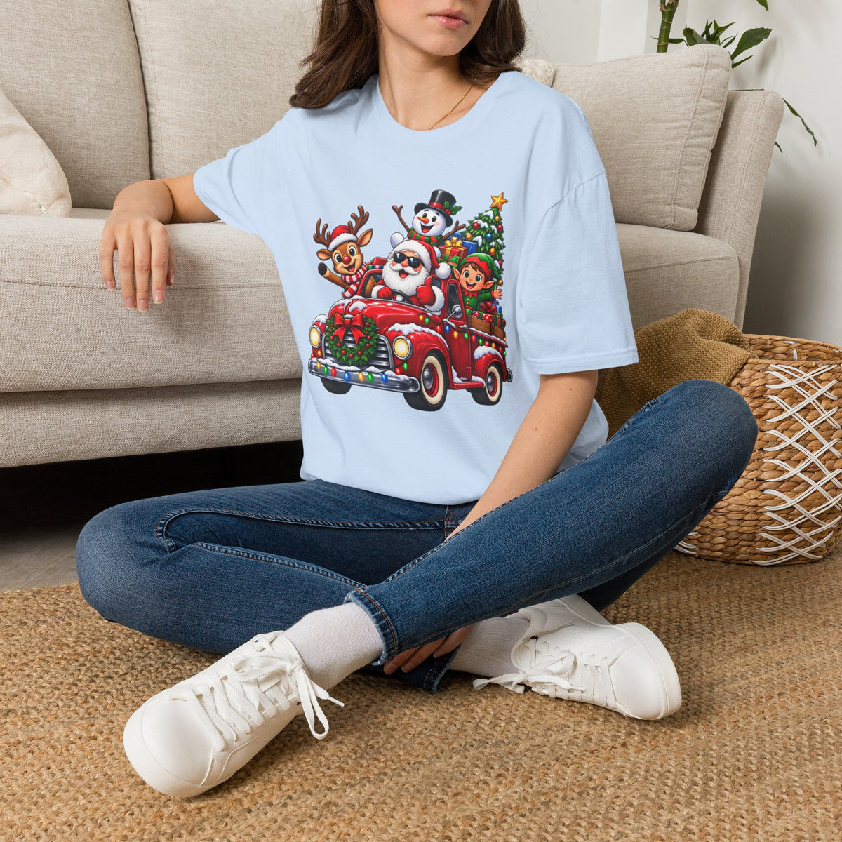Christmas Crew T‑Shirt — Santa, Reindeer & Snowman Holiday Tee