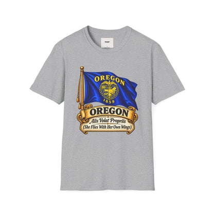 Oregon State Flag T-Shirt — 'Allis Volat Propria' Vintage Banner Tee