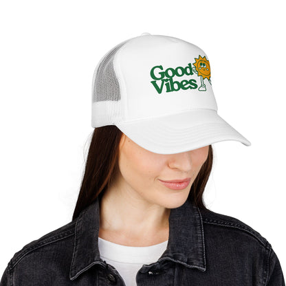 Good Vibes Sun Trucker Hat — Retro Sunny Graphic Foam Cap