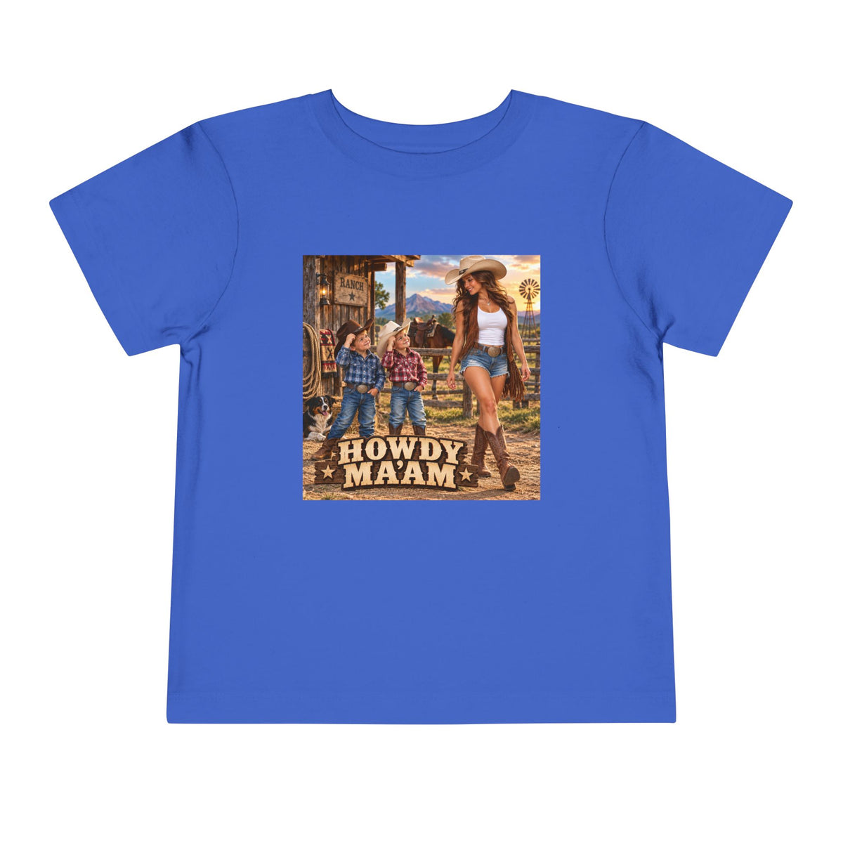 Toddler Tee — "Howdy Ma'am" Cowgirl Graphic Kids Shirt