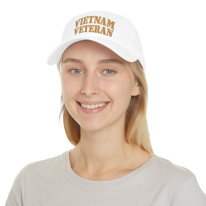 Vietnam Veteran Baseball Cap — Embroidered Gold Text Low Profile Hat for Veterans & Memorial Events