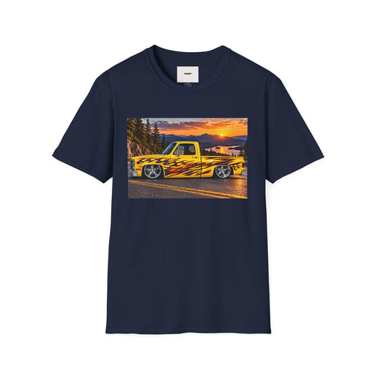 Yellow Flame Pickup T-Shirt — Sunset Classic Truck Graphic Tee
