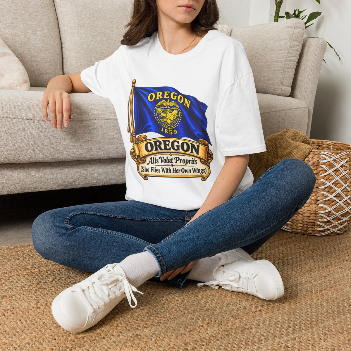 Oregon State Flag T-Shirt — 'Allis Volat Propria' Vintage Banner Tee