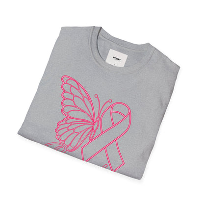 Breast Cancer Awareness Butterfly T-Shirt - Pink Ribbon Support Tee