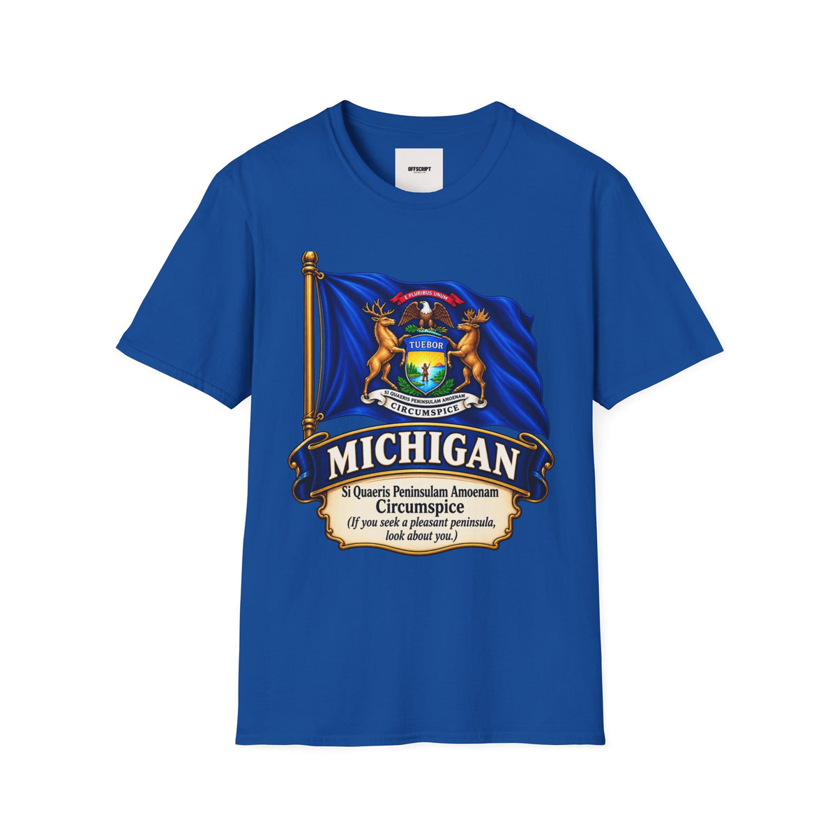 Michigan State Flag T-Shirt — Vintage State Seal Tee (TUEBOR)