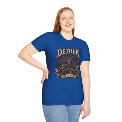 Detour Skull T-Shirt — "Take the Long Way" Vintage Biker Graphic Tee