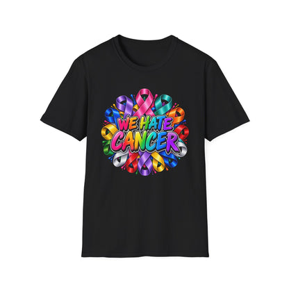 We Hate Cancer T-Shirt — Multicolor Cancer Awareness Ribbon Tee