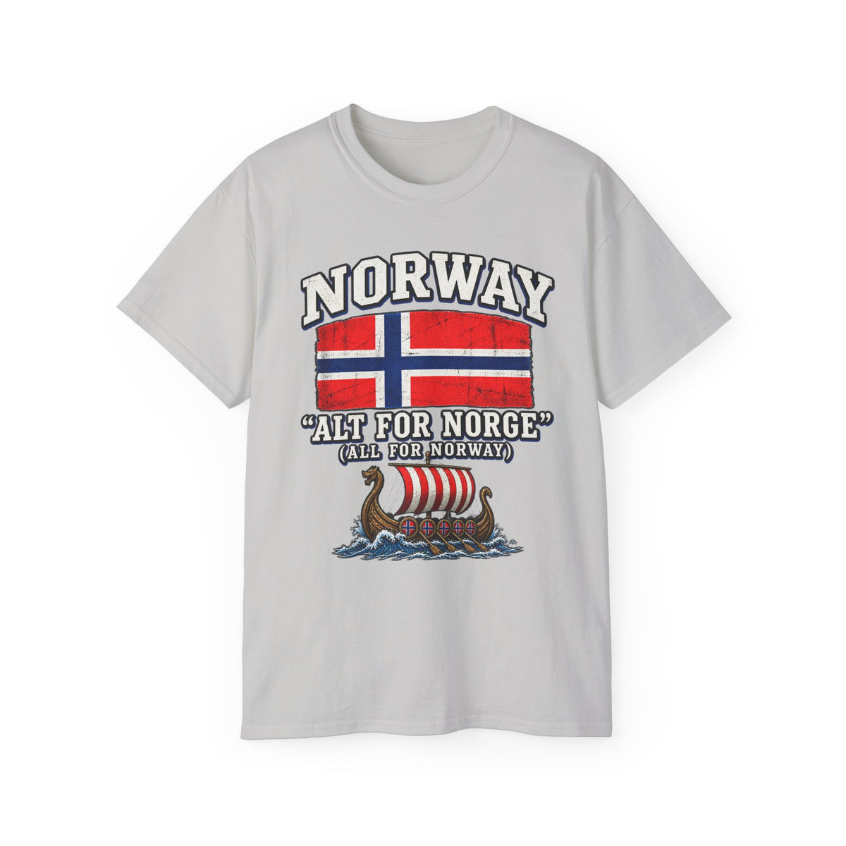 Norway Flag Viking Ship T‑Shirt — "Alt For Norge" Patriotic Tee