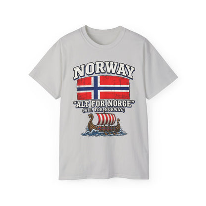 Norway Flag Viking Ship T‑Shirt — "Alt For Norge" Patriotic Tee