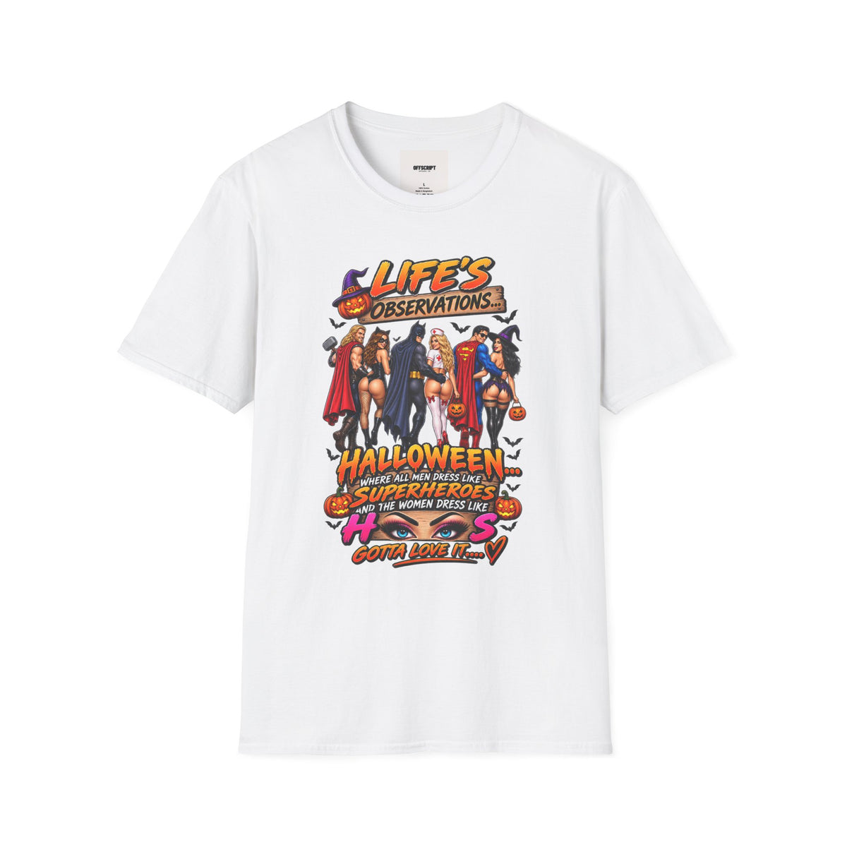 Halloween Superhero Pinup T-Shirt — "Life's Observations" Graphic Tee