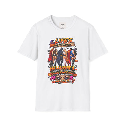 Halloween Superhero Pinup T-Shirt — "Life's Observations" Graphic Tee