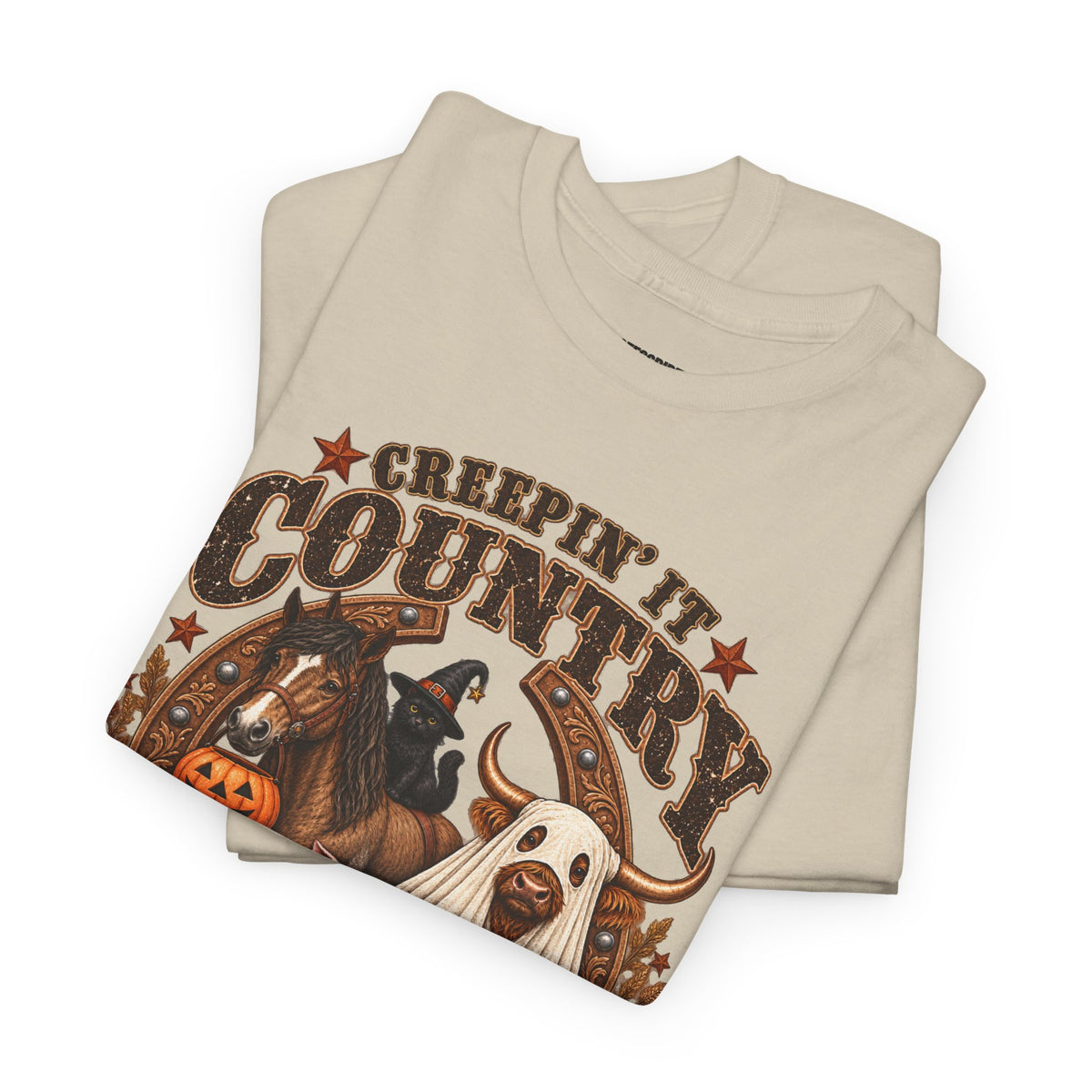 Country Halloween Tee — "Keepin' It Country Boo Y'all" Farm Animal Pumpkin T-Shirt