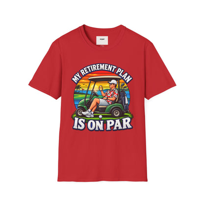 Retirement Golf T-Shirt — “My Retirement Plan Is On Par” Vintage Golf Cart Design
