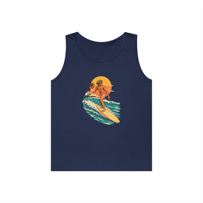 Surfing Sunset Tank — Retro Surfer Graphic Tank Top