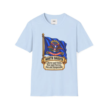 North Dakota State Flag T-Shirt — Liberty and Union Quote