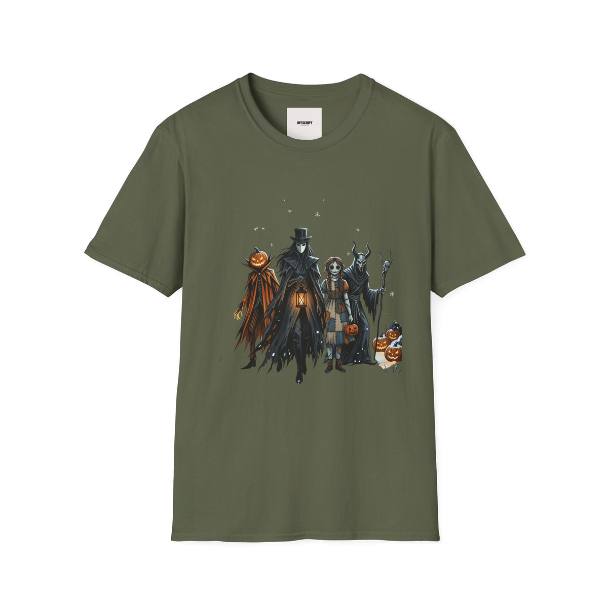 Halloween Gothic Crew T-Shirt — Haunted Pumpkin, Witch & Spooky Friends Design