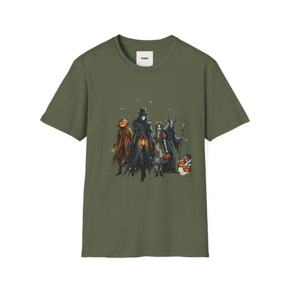 Halloween Gothic Crew T-Shirt — Haunted Pumpkin, Witch & Spooky Friends Design