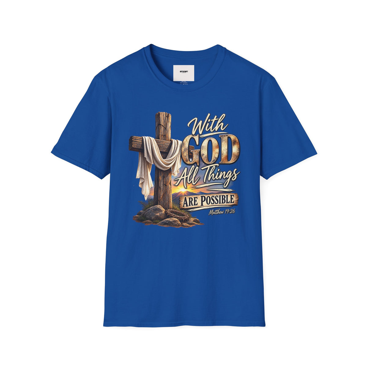 With God All Things Are Possible T‑Shirt — Christian Cross Faith Shirt
