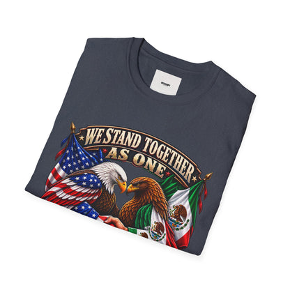 We Stand Together As One Eagle T-Shirt — USA & Mexico Unity Patriotic Tee
