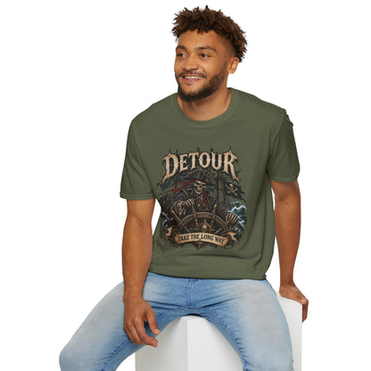 Detour Skull T-Shirt — "Take the Long Way" Vintage Biker Graphic Tee