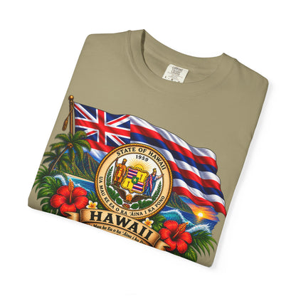 Hawaii State Seal Tee — Vintage Hawaiian Flag & Hibiscus T-Shirt