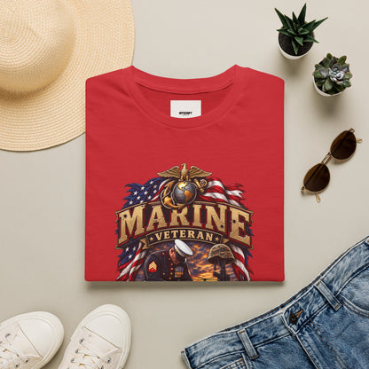 Marine Veteran T-Shirt — US Flag Eagle Emblem Military Tribute