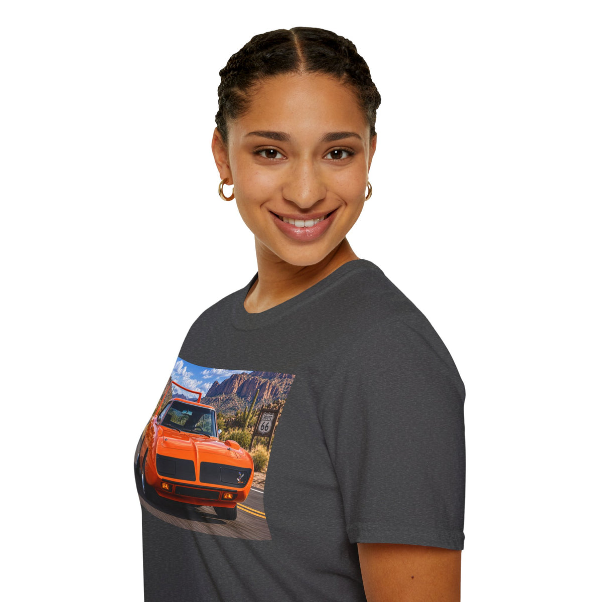Classic Orange Muscle Car T-Shirt — Route 66 Roadtrip Tee