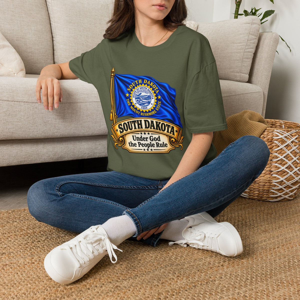 South Dakota Flag T‑Shirt — "Under God the People Rule" State Pride Tee