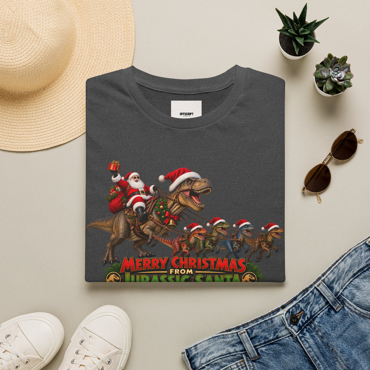 Christmas Dinosaur T-Shirt — “Merry Christmas from Jurassic Santa” Holiday Tee