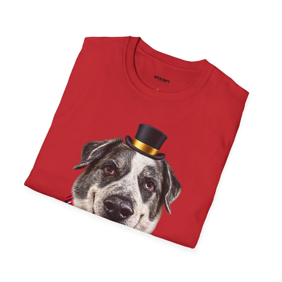 Patriotic Pup Tee — Dog with Top Hat & American Flag Bandana