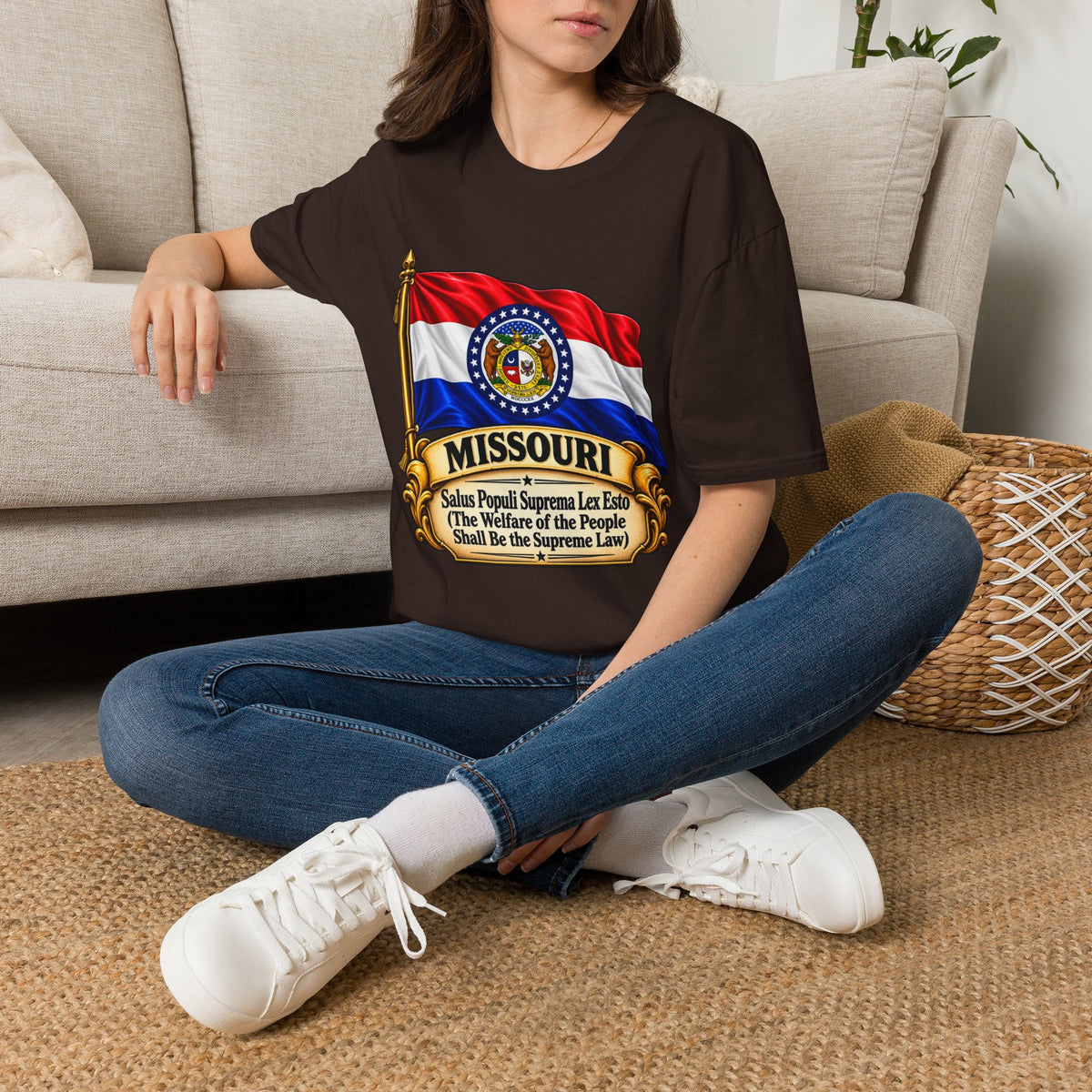 Missouri Flag T‑Shirt — State Seal & Motto Folded Flag Tee