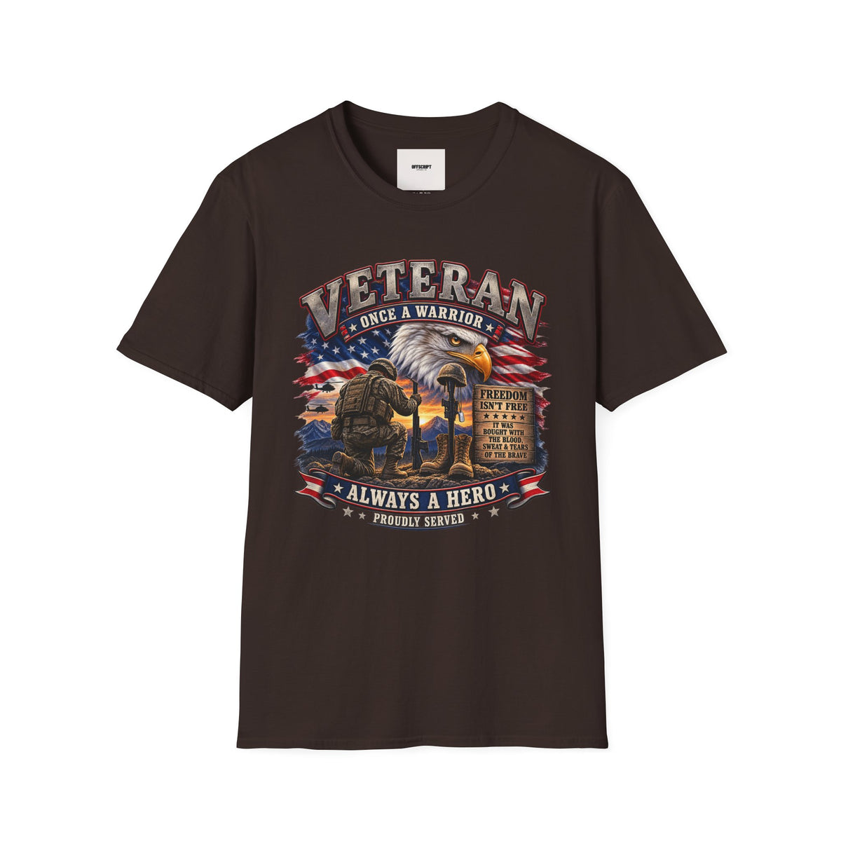 Veteran Once a Warrior T-Shirt — Patriotic Eagle & Flag Military Tribute