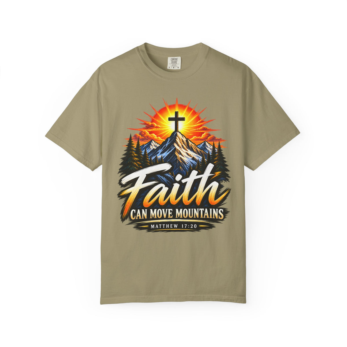Faith Can Move Mountains T-Shirt | Christian Cross Mountain Graphic