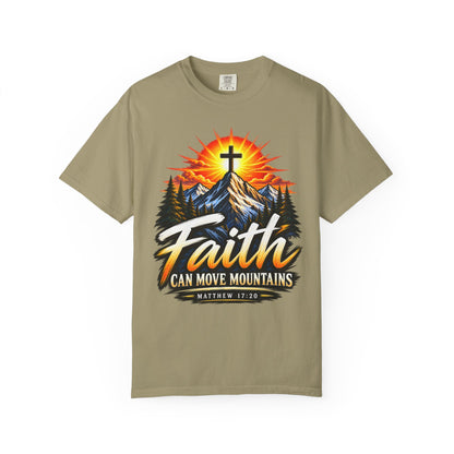 Faith Can Move Mountains T-Shirt | Christian Cross Mountain Graphic