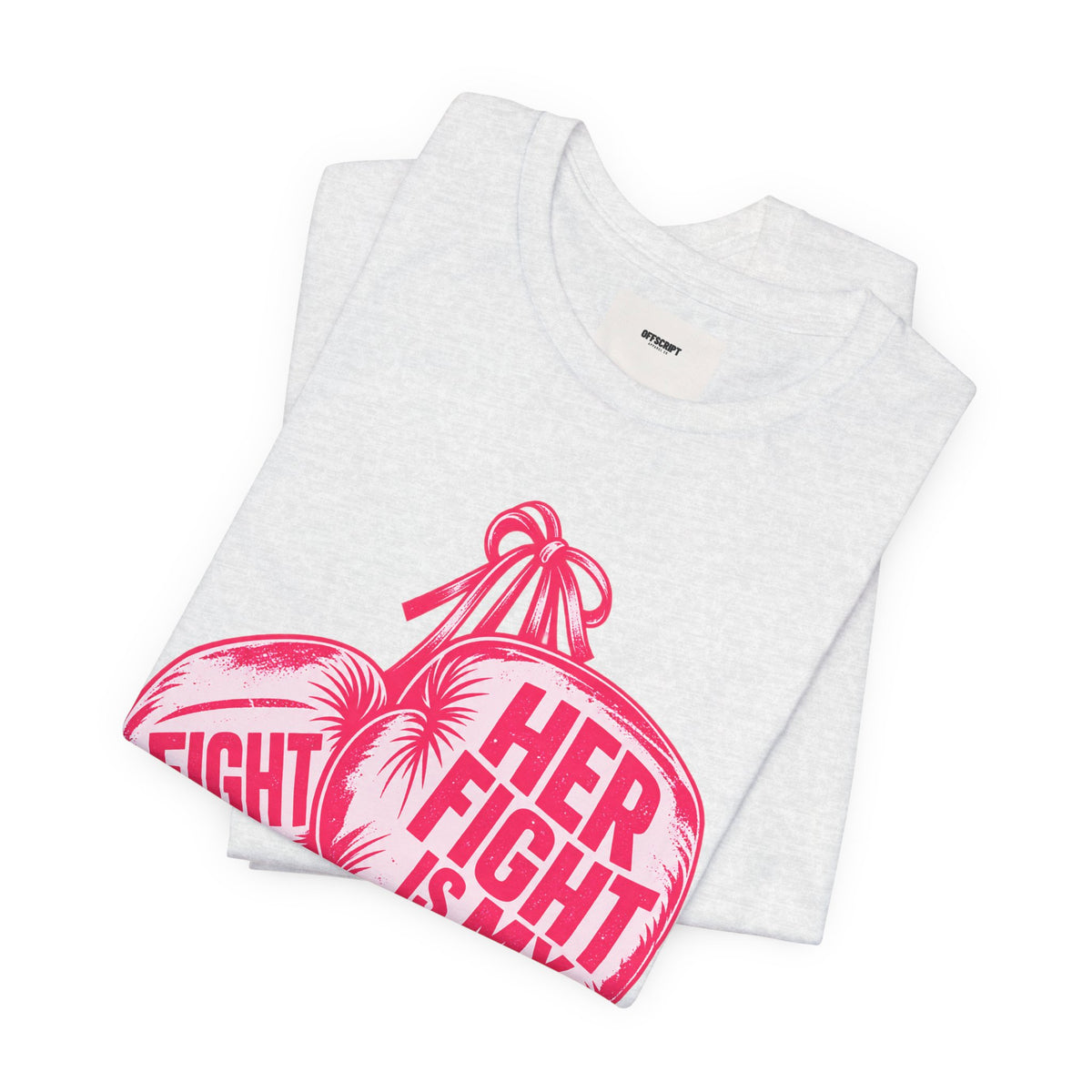 Breast Cancer Awareness Tee – “Her Fight Is My Fight” Boxing Gloves T-Shirt