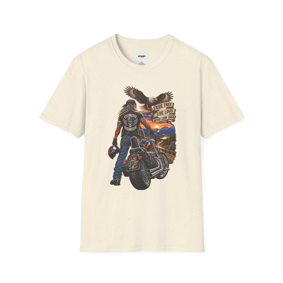 Biker Eagle T-Shirt — "Ride Free, Live Loud" Motorcycle Tee