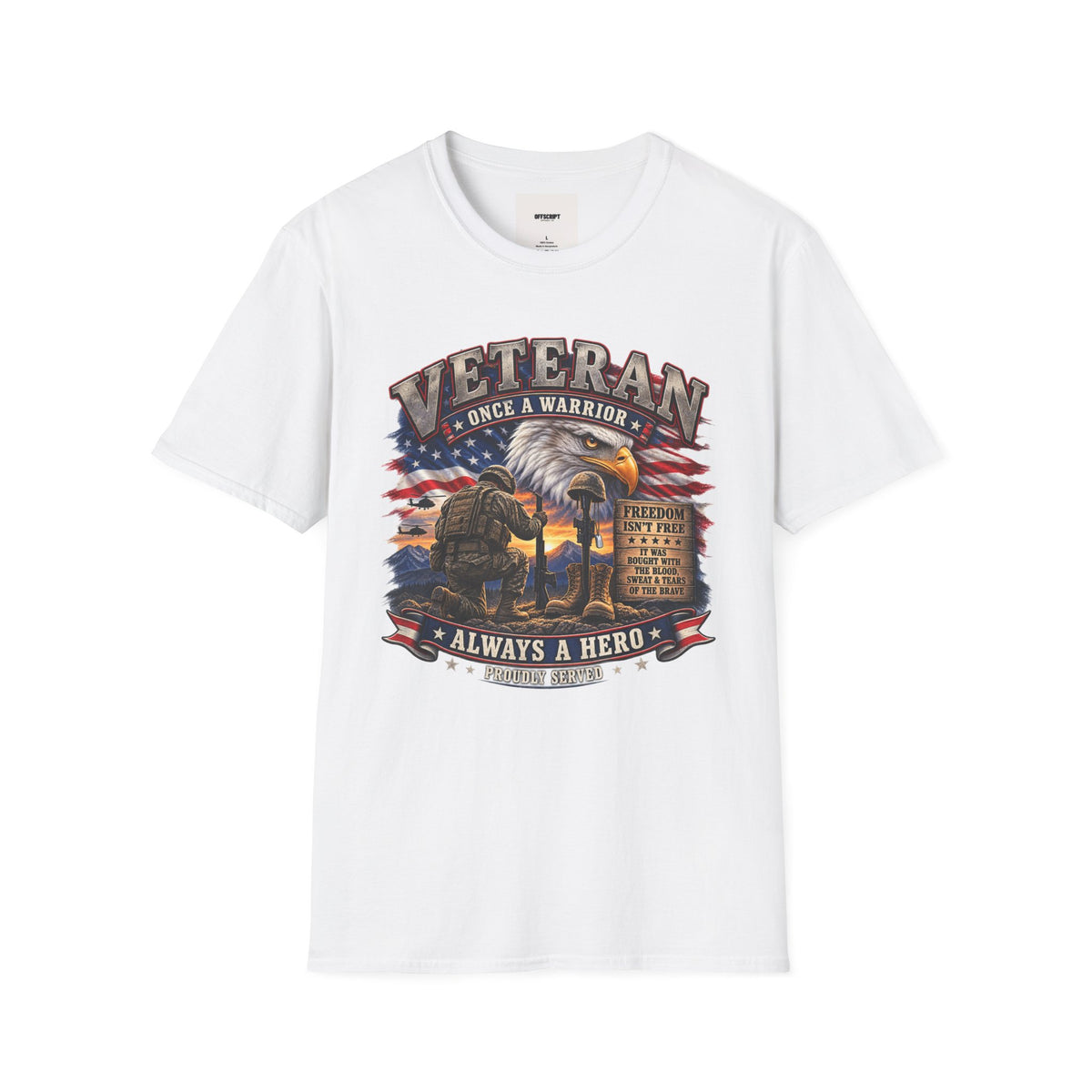 Veteran Once a Warrior T-Shirt — Patriotic Eagle & Flag Military Tribute