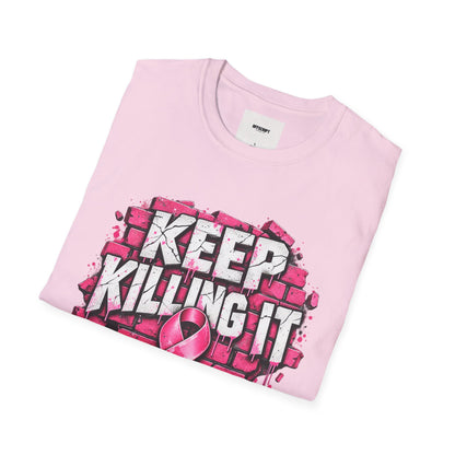 Keep Killing It pink ribbon T-Shirt | Breast Cancer Awareness, Motivational Graphic
