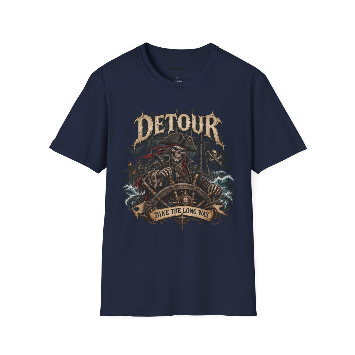 Detour Skull T-Shirt — "Take the Long Way" Vintage Biker Graphic Tee