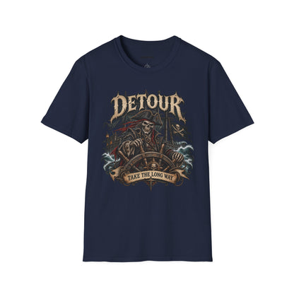 Detour Skull T-Shirt — "Take the Long Way" Vintage Biker Graphic Tee
