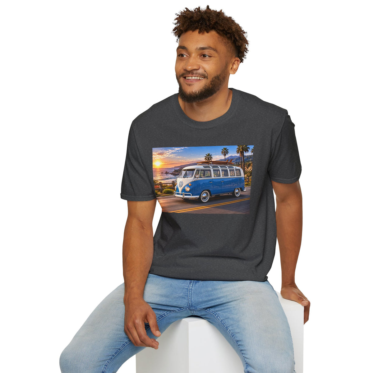 Vintage VW Bus T‑Shirt — Retro Surf Van Sunset Graphic Tee