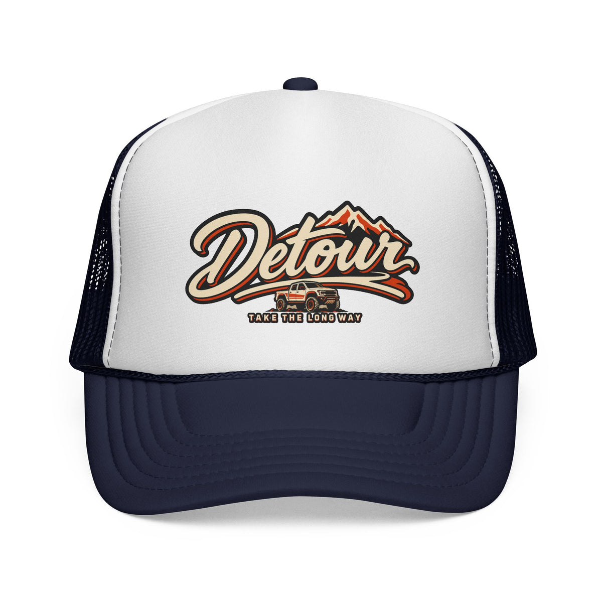 Detour Trucker Hat — Vintage Road Trip Mesh Cap