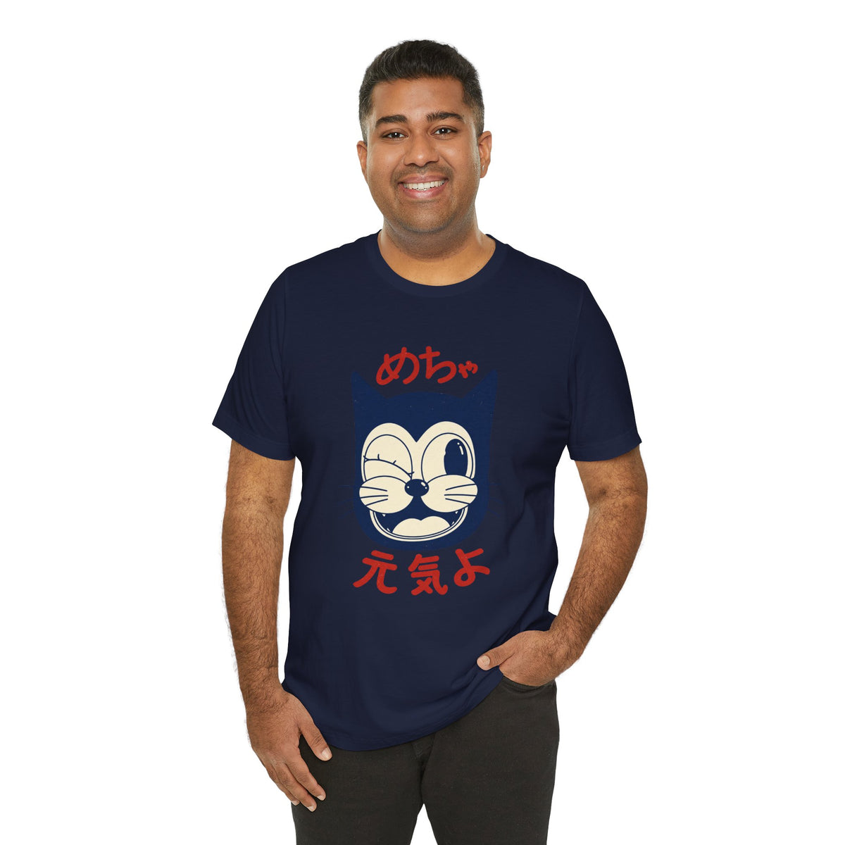 Japanese Lucky Cat T-Shirt – “めちゃ元気よ” Maneki Neko Graphic Tee