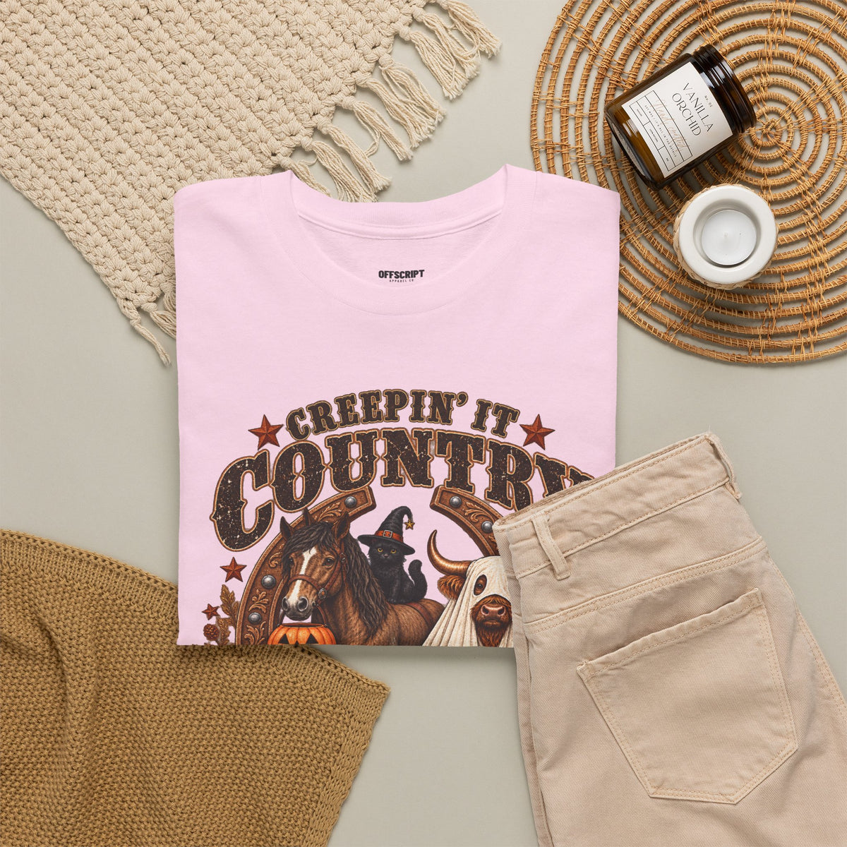 Country Halloween Tee — "Keepin' It Country Boo Y'all" Farm Animal Pumpkin T-Shirt