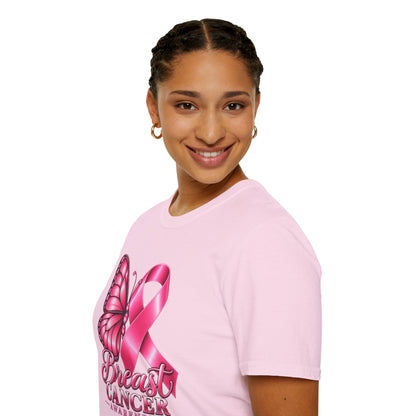 Pink Ribbon Butterfly Breast Cancer Awareness T-Shirt | Support Ribbon Tee