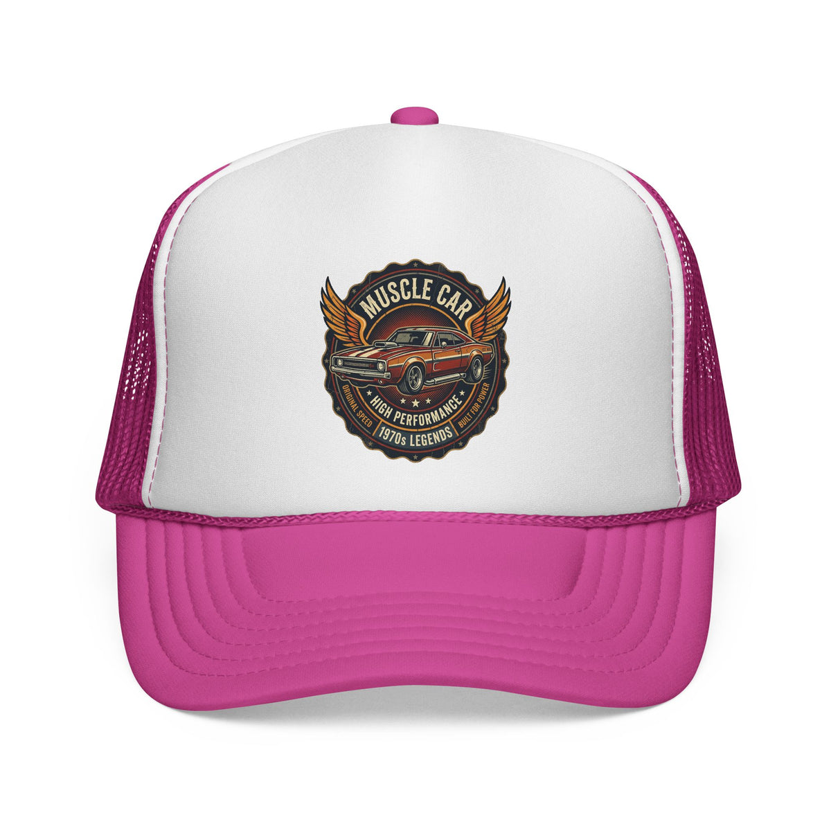 Muscle Car Emblem Trucker Cap | Vintage Hotrod Logo